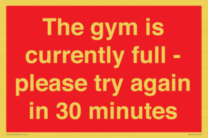 The gym is currently full - please try again in 30 minutes